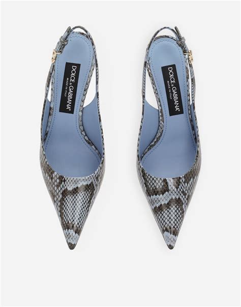 Python Skin Slingbacks In Light Blue For Women Dolceandgabbana®