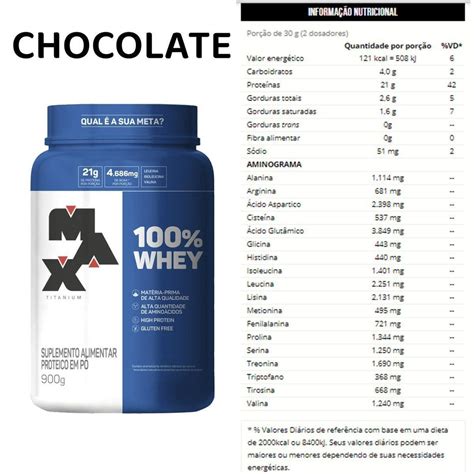 100 Whey Protein Refil 900g Chocolate Max Titanium Chocolate Netshoes