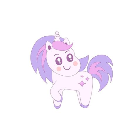 Lindo Unicornio De Pie Vector Premium