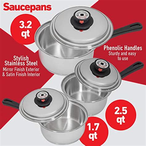 Maxam 9 Element Waterless Cookware Set Durable Stainless Steel