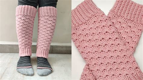 Crochet Shell Leg Warmers Ribbed Legwarmers Easy Tutorial For