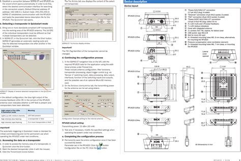 Sick RFU620 UHF RFID Read Write Device User Manual BARFU62xen 8015928