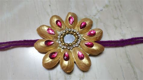 Pista Shell Rakhi Making How To Make Rakhi At Home With Pista Shells