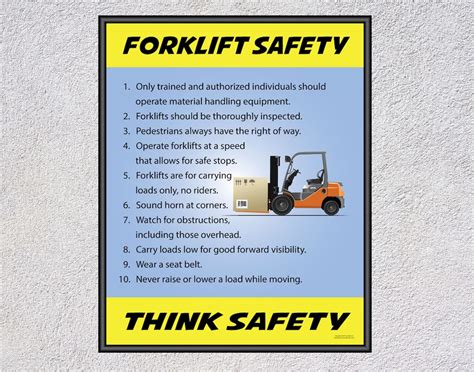 Forklift Safety Ten Rules Safety Poster Business Or Office Framed