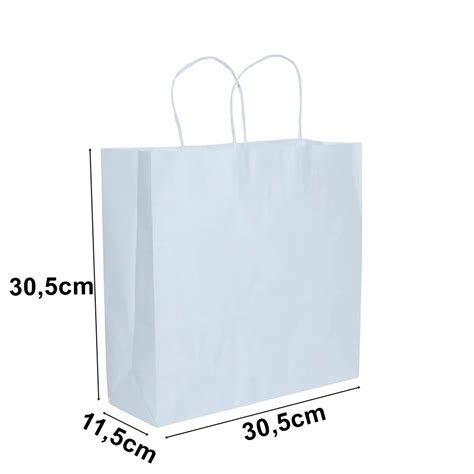 Sacola De Papel Kraft Branco X X Cm Unidades G Sacolas