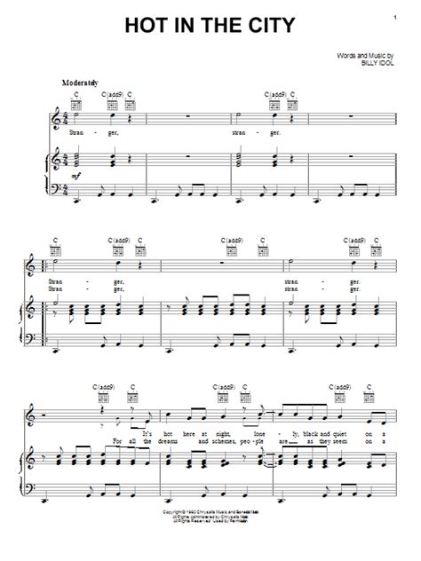 Hot In The City Sheet Music Direct