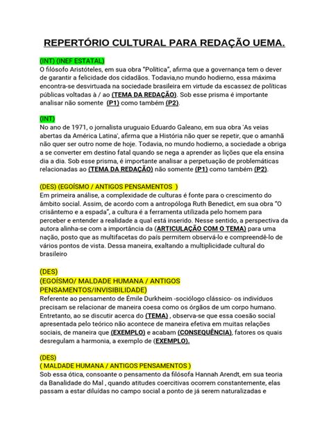 Cultura Redação - Repertório Cultural para Redação | PDF