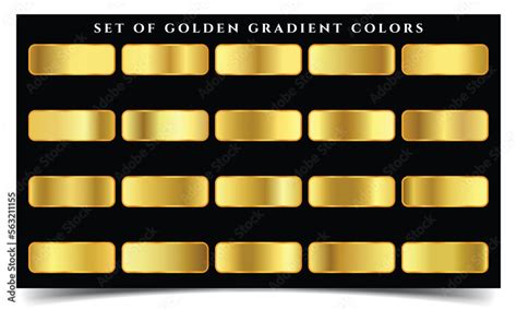 Big Set Of Metallic Gold Gradients Set Of Gold Gradient Vector Palette For Background Template