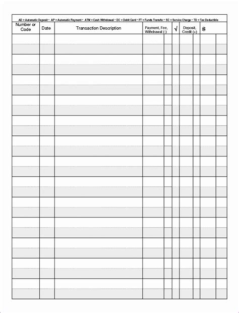 Blank Check Register Template Excel Templates