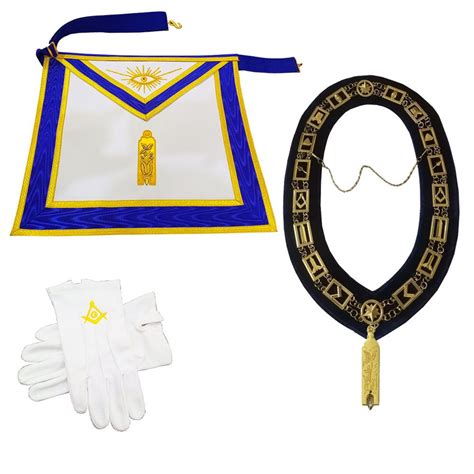 Masonic Regalia Blue Lodge Junior Warden Hand Embroidered Apron Chain