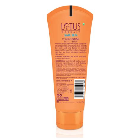 Lotus Herbals Safe Sun Uv Screen Matte Gel Spf 50 Pa 50 Gm Price