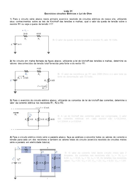 Questões Sobre Circuitos Elétricos 8 Ano Braincp