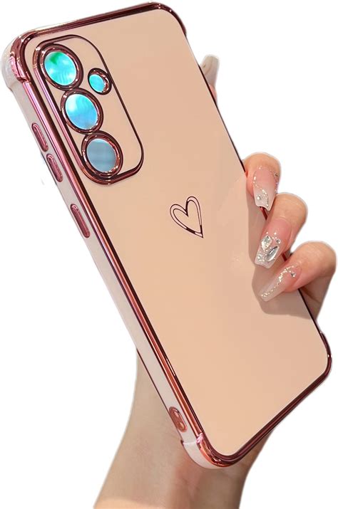 Ztofera Designed For Samsung Galaxy S23 Fe 5g Casecute Plating Edge Love Hearts