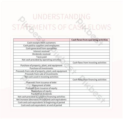 Understanding Statements Of Cash Flows Excel Template Free Download Pikbest