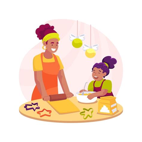 Hacer Galletas De Navidad Ilustración Vectorial De Dibujos Animados Aislados Vector Premium