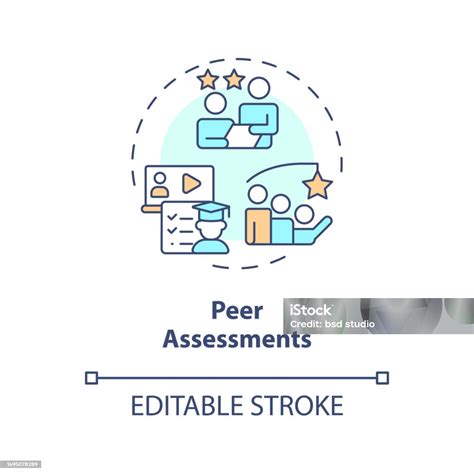 2d Colorful Thin Linear Icon Peer Assessments Concept Stock Illustration Download Image Now