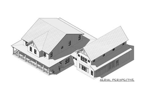 An Architectural Drawing Of The Front And Side Of A House With Porches