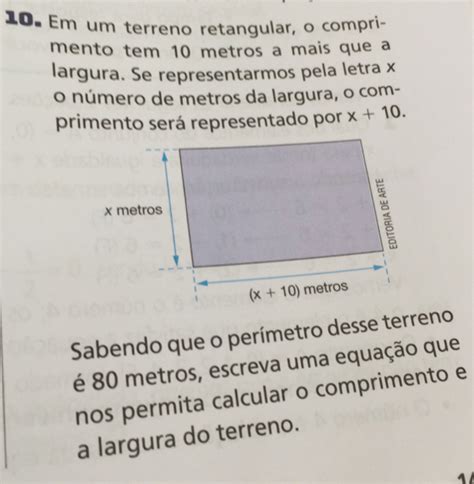 Solved Em Um Terreno Retangular O Compri Mento Tem Metros A