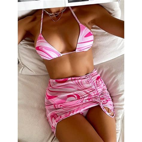 Jual Preorder Pieces Bikini Set With Skirt Tie Dye String Thong