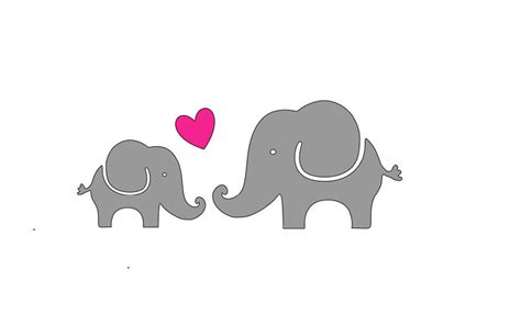 Mamá y bebé elefantes Elefante Svg Elephants Silhouette Etsy