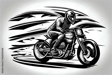 Sport Motorbike And Wave Helmet Vector Template T Shirt Design Biker