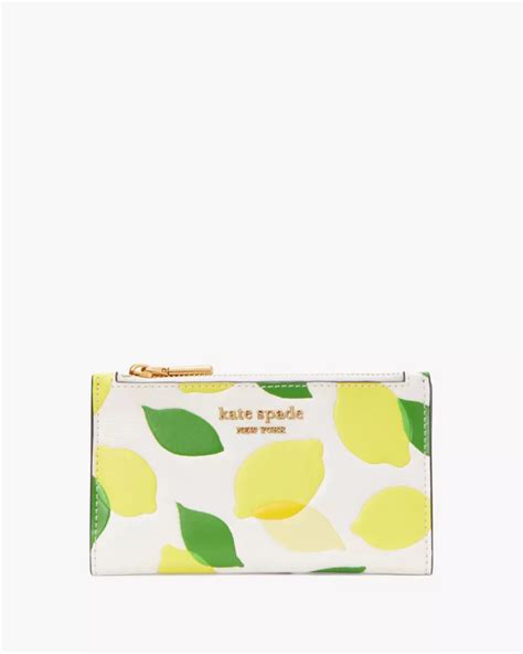 Morgan Lemon Toss Embossed Small Slim Bifold Wallet Kate Spade Uk