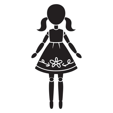 Doll Silhouette Icon Black Page For Kids Illustration Of Doll