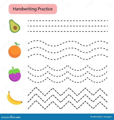 Handwriting Practicepreschool Worksheet Trace The Curved Zig Zag Wavy Lines To Match Pencil