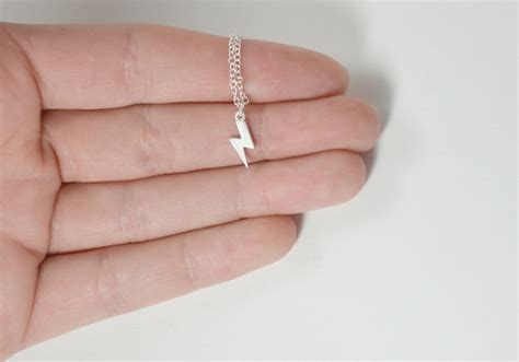 Silver Lightning Necklace Lightning Necklace Lightning Bolt Etsy