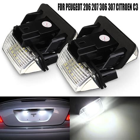 2Pcs 12V 18 LED License Number Plate Light Bulbs Lamp For Peugeut 206