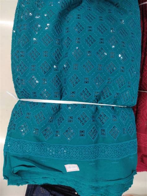 Less Than Three Lucknowi Rayon Chikan Embroidery Kurta Fabric At Rs