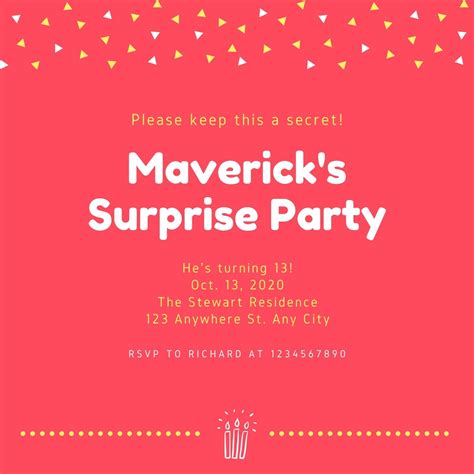 Free Custom Printable Surprise Party Invitation Templates Canva