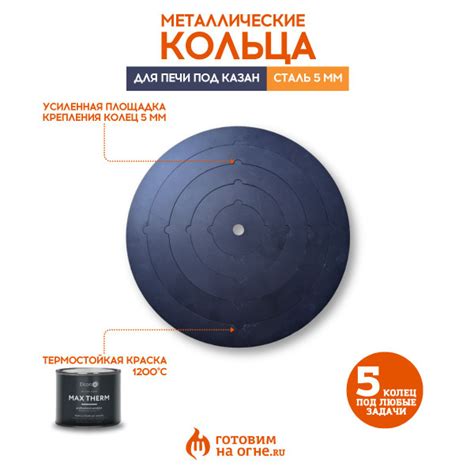 Плита стальная 5мм для печей под казан 375-410мм, 5 колец ...