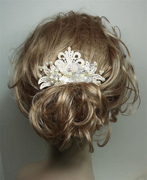 Ivory Bridal Hairpiece Rhinestone And Pearl Hair Comb Vintage Inspired