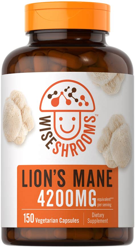 Lions Mane Mushroom Supplement 4200 Mg 150 Capsules Vegetarian Non Gmo Gluten Free