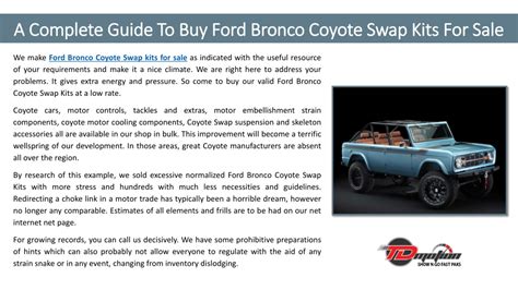 Ppt A Complete Guide To Buy Ford Bronco Coyote Swap Kits For Sale