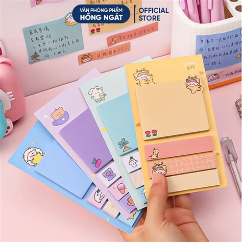 Giấy Note Cute Hoạt Hình Giấy Ghi Chú Dễ Thương Nhỏ Gọn Nhiều Màu 80