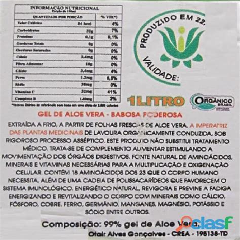 Aloe Vera Pura Sabor Laranja Babosa Org Nica Extrato Vegetal