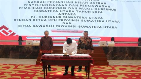 Pemprov Serahkan Rp 929 7 Miliar Anggaran Pilgub Sumut 2024 Ke KPU Dan