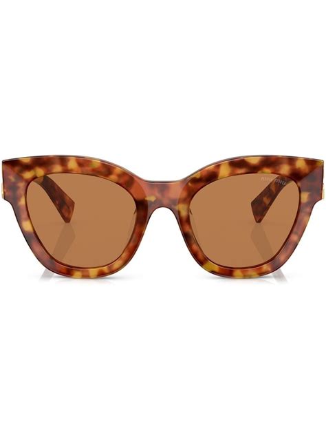 Miu Miu Eyewear Tortoiseshell Effect Cat Eye Sunglasses Green Farfetch