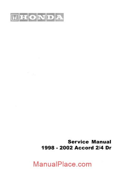 Honda Accord 1998 2002 Workshop Manual – Service Manual Download ...