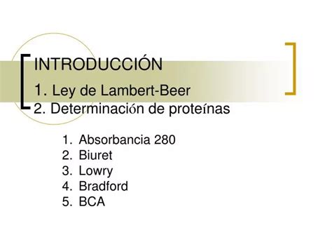 Ppt Introducci N Ley De Lambert Beer Determinaci N De Prote