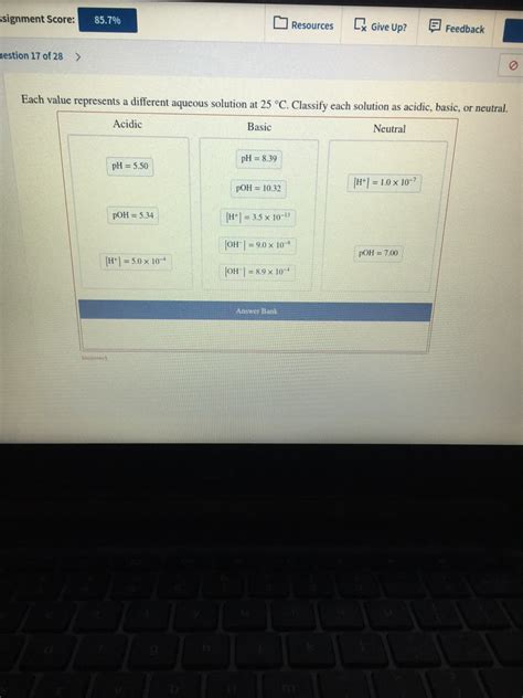 Answered Classify Each Solution As Acidic  Bartleby