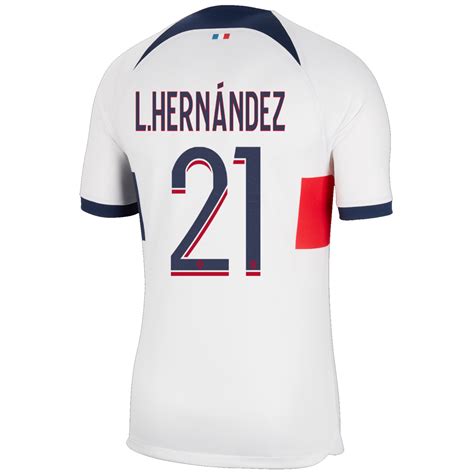 Maillot Hernandez PSG extérieur 2023 24 sur Foot fr