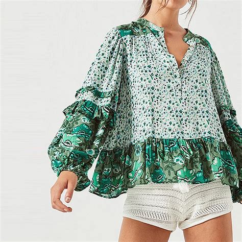 Liberty Floral Chiffon Boho Blouse Gypsy Shirts Women Loose Ruffle