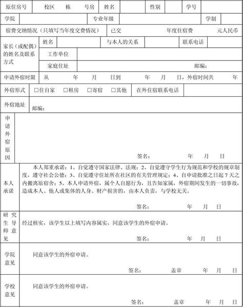 广西大学研究生外宿申请表word文档在线阅读与下载无忧文档