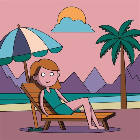 Femme En Bikini Fille D T En Vacances Maillot De Bain De Plage Dessin Anim Styl Dessin