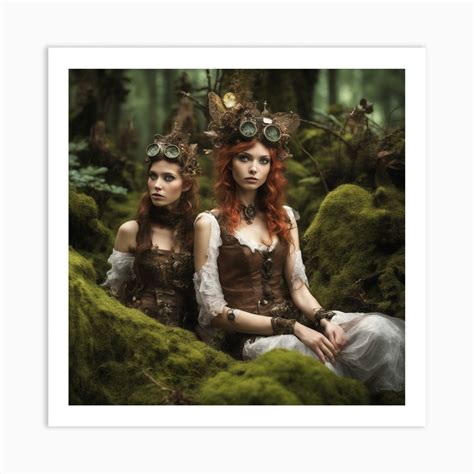 Steampunk Forrest Sister Witches 1 Art Print By Antiversion Fy