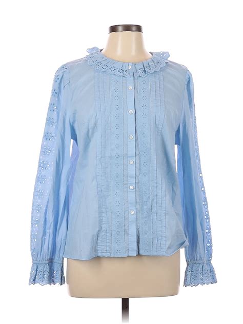 J Crew 100 Cotton Blue Long Sleeve Button Down Shirt Size L 73 Off