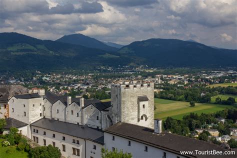 Salzburg, Austria - Fortress walls and surrounding hills seen from the ...